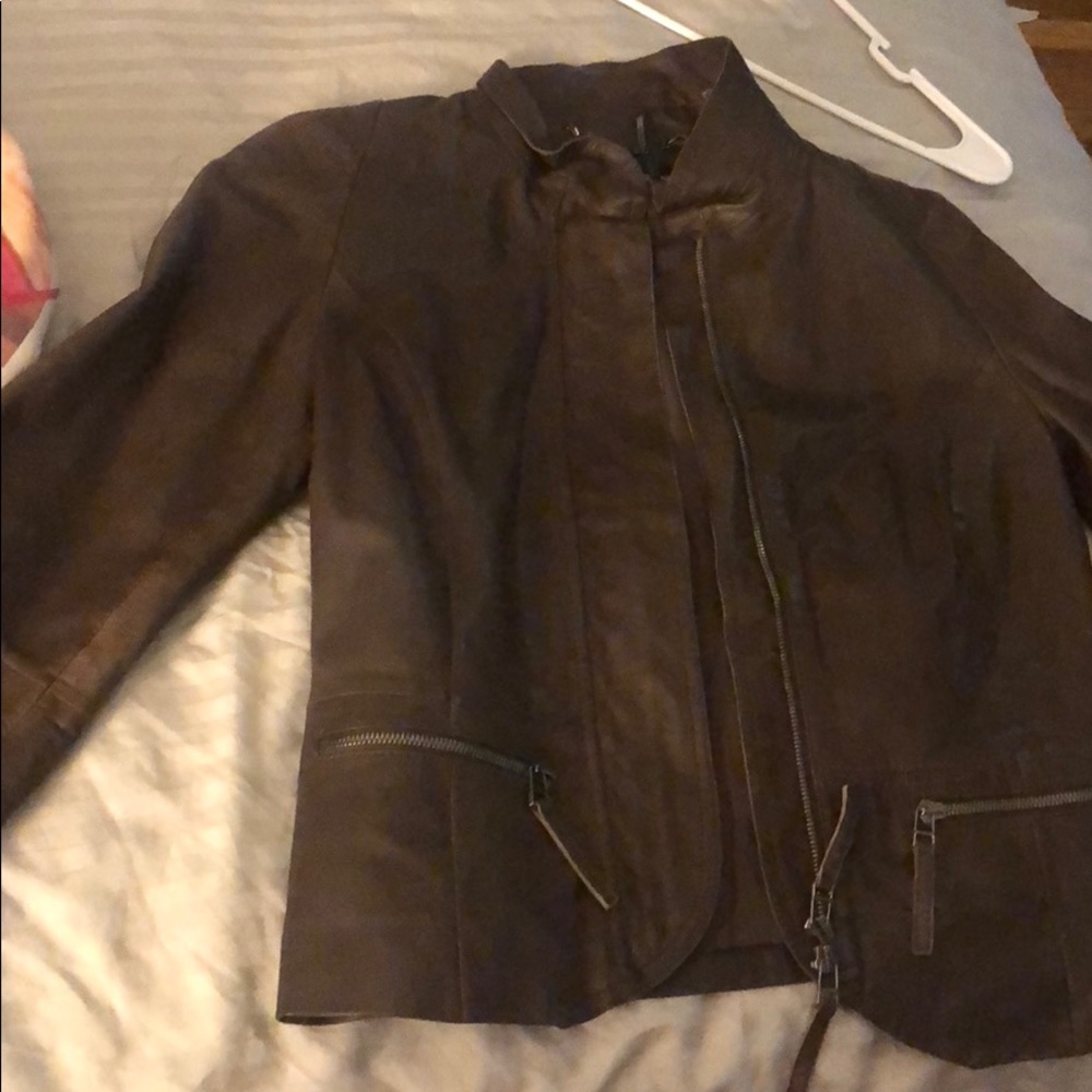 Brown leather jacket